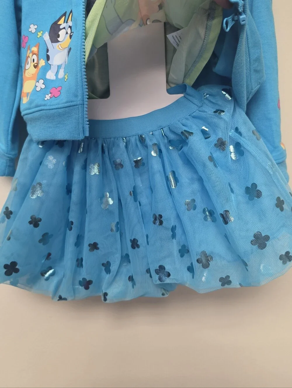 Bluey Bingo 3 piece Tutu Set Jacket Tutu Skirt and Shirt Blue 3T
